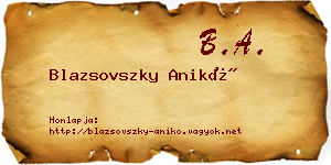 Blazsovszky Anikó névjegykártya